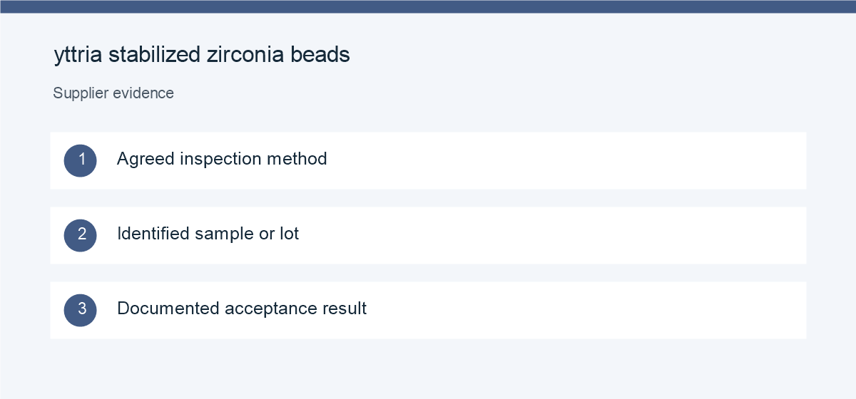 Evidence checklist for yttria stabilized zirconia beads